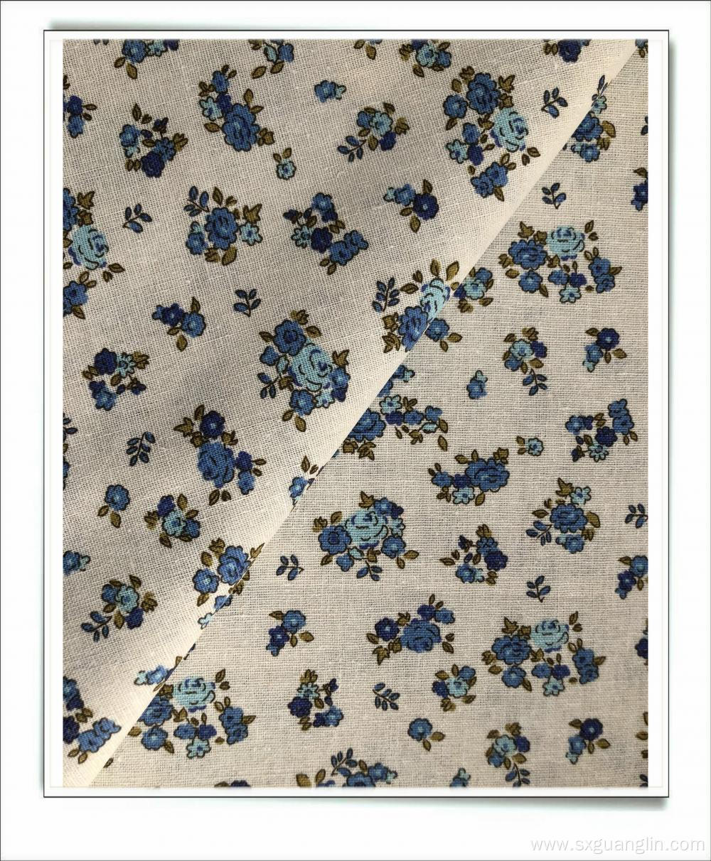 linen cottton mix print fabric for dress