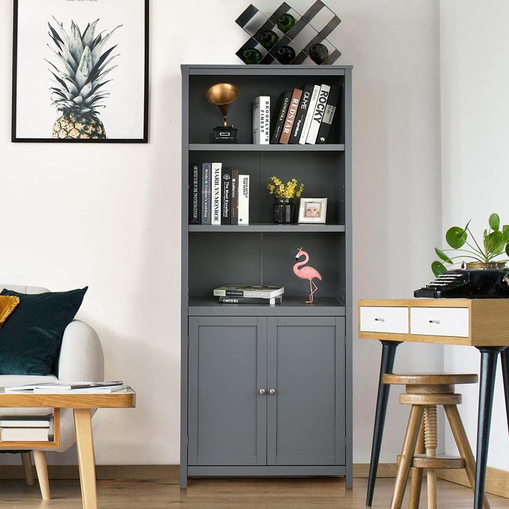 Wooden Bookcase with Glass Doors