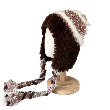 Autumn Winter Striped Wool Headband Lei Feng Hat