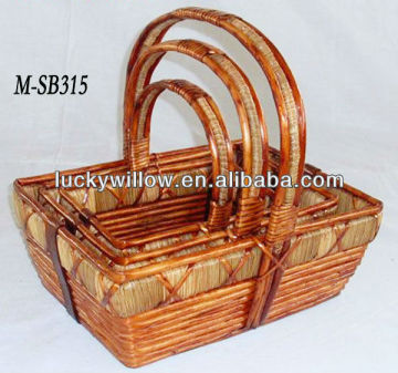 Antique Rectangel willow gift basket & fruit basket for traditional festival