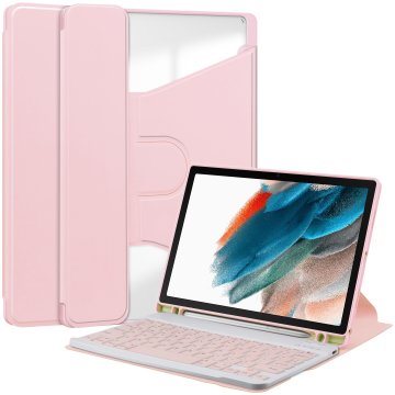 360°回転革ケースとSamsung Galaxy Tab A8 10.5 X200/X205のペンホルダーを備えたワイヤレスキーボード