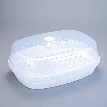 Plastic Microwave Steamer, Made of PP,Used for Steam Food,w/ Air Vent,Transparent Lid and Interlayer