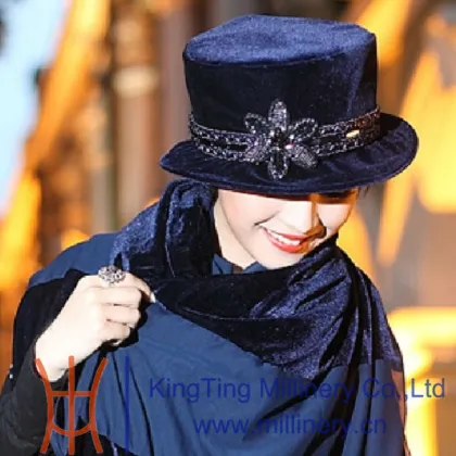 Womens Royal Blue Velvet Bridal Hats