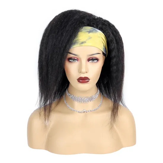 Wholesale Human Hair 12a Kinky Straight Hair Remy Headband Wig for Black Women