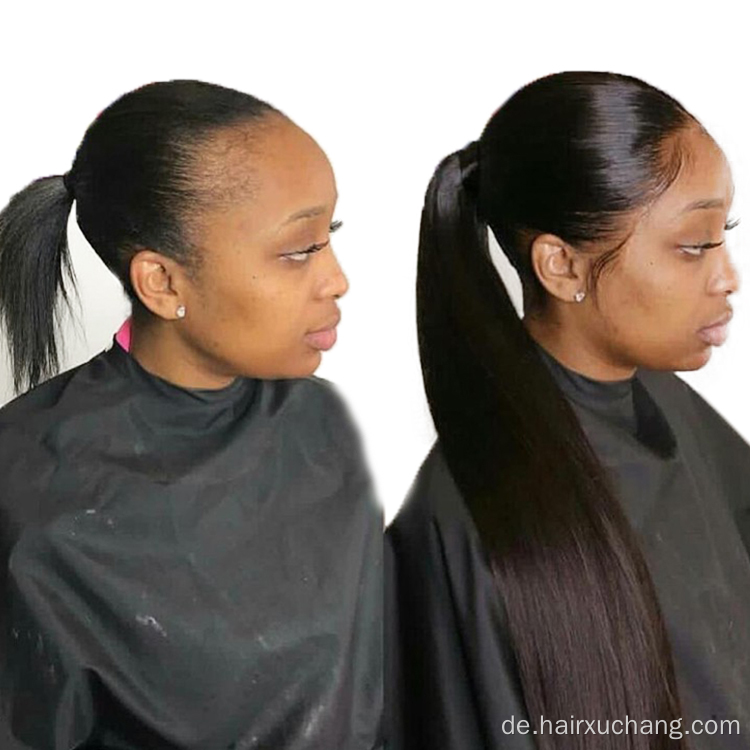 Großhandel 10A Grad Human Hair Ponytail Extensions Straight Brasilian Jungfrau Haare um Pferdeschwänze