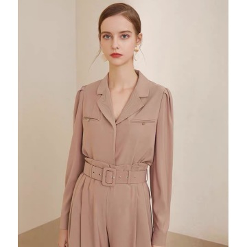 Long Sleeve Women Jumpsuit With Belt