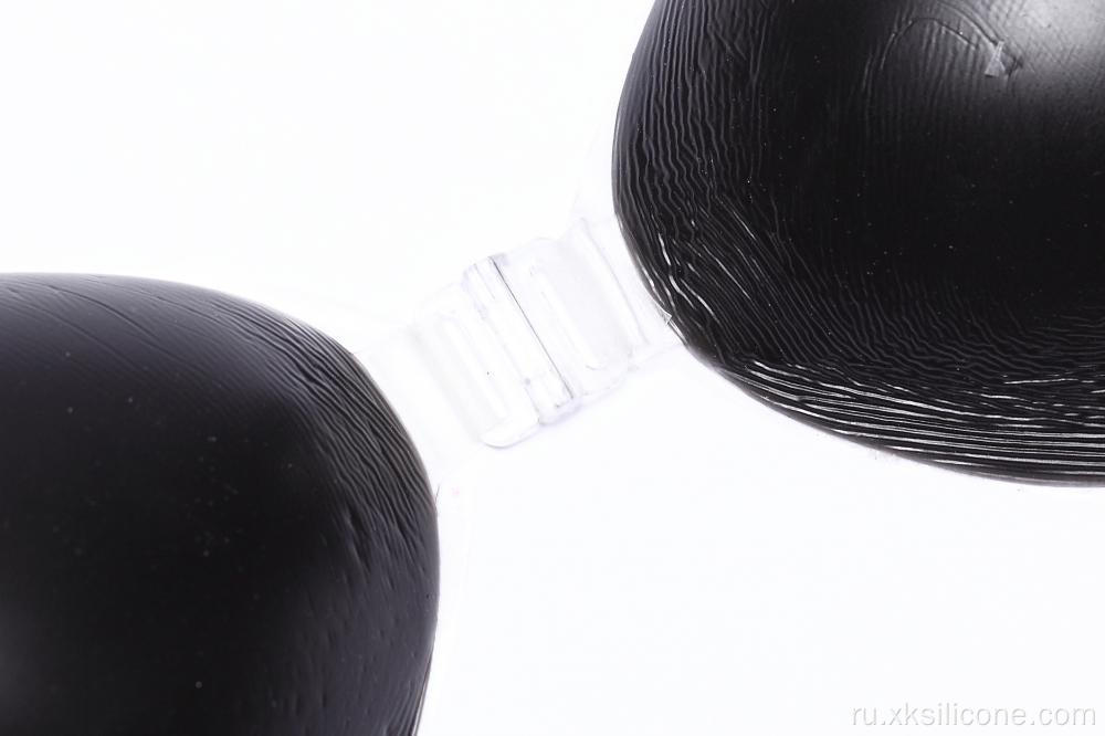 Черный невидимый самоклеящийся бюстгальтер Pushu Up из силикона