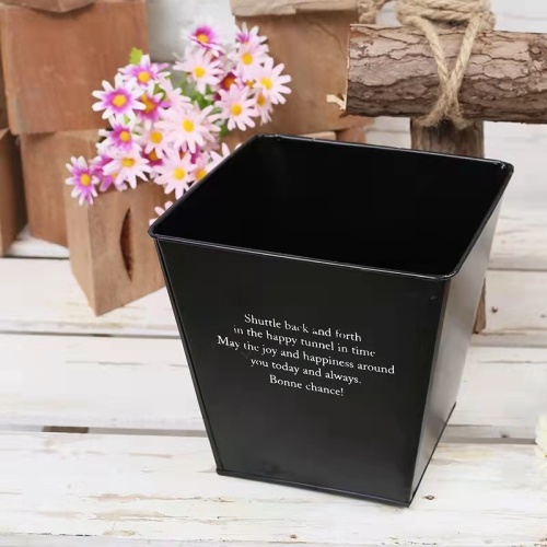 Square black flower arrangement bucket