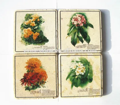 Colorful Customized White Marble Beer and Wine Cup Mat