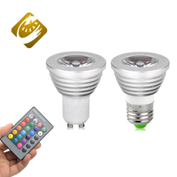 RGB Color Changing LED Spot Light with Remote Control, Compatible with E26/E27/E14/B22 Bases, AC85-265V, 3W LED Spotlight