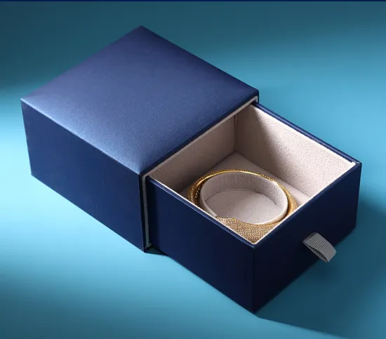 Custom Blue Luxury Leather Jewelry Packaging Box