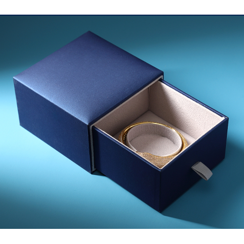 Custom Blue Luxury Leather Jewelry Packaging Box