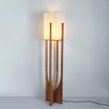 Modern Nordic Wabi-Sabi Fabric Shape Portable LED Wooden Floor Lamp