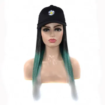MYZYR Hat Wig Ladies Baseball  Long Straight Synthetic Wig Hat Hair One Piece High Temperature Fiber Wig Hat Adjustable Size