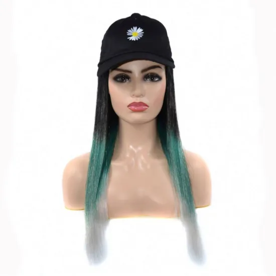 MYZYR Hat Wig Ladies Baseball  Long Straight Synthetic Wig Hat Hair One Piece High Temperature Fiber Wig Hat Adjustable Size