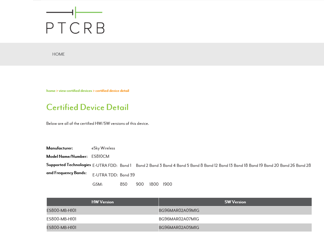 PTCRB ES810-CM