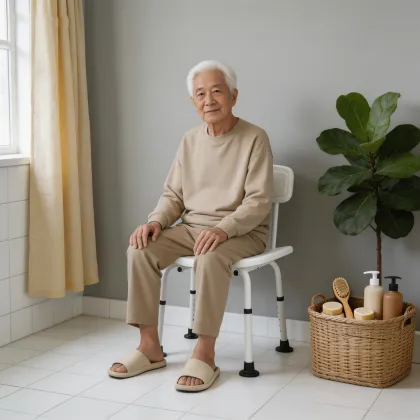 Adjustable Height Anti-Fall Foldable Shower Chair