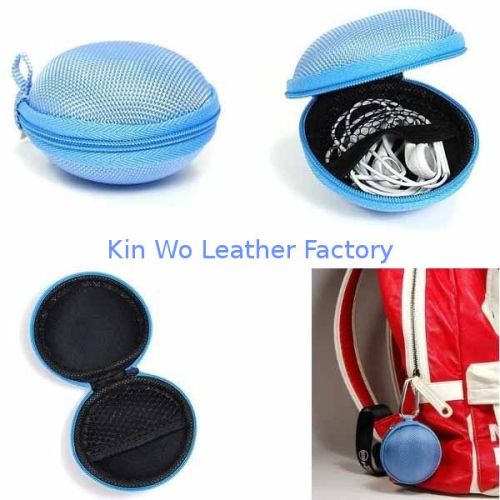 Colorful Eva Earphone Carrying Case With Zipper Ellipsoid Mesh Style