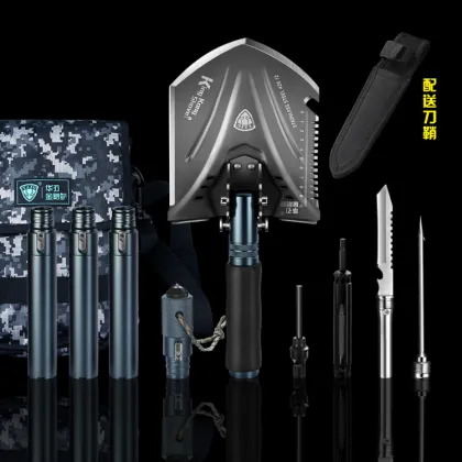 Outdoor Multi-function Belt Shovel Head Engineer Military Shovel Field Camping Survival Tool Garden Tools Folding Set