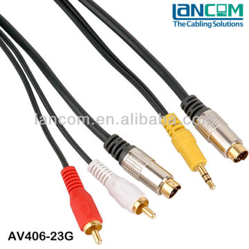 Gold Plated High Speed S-Video Cable+Stereo 3.5mm to S-Video+2CA Male