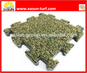 Interlocking artificial grass puzzle mat for playground and indoor gym