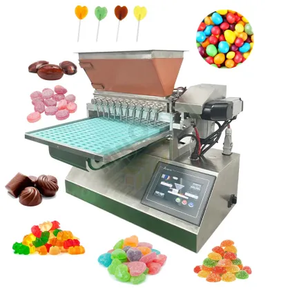 Table Top Jelly Bear Candy Making Machine with Rainbow Swirl Lollipop and Pop Rocks Pectin Depositor