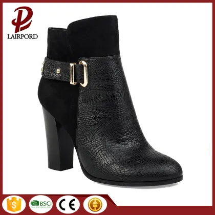 rubber heel red PU short half boots