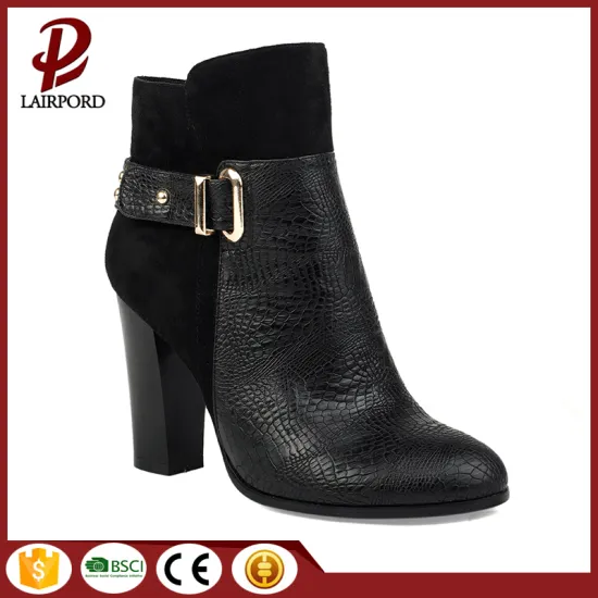 rubber heel red PU short half boots