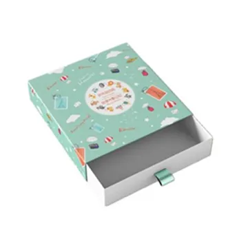 Printed Logo Drawer Gift Paper Box With Ribbon