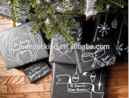 Written black wrapping paper with white chalkboard pen