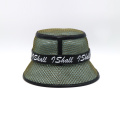 Green Full Mesh Bucket Hat with Decorative Belt