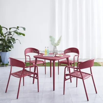 New Design Outdoor Metal Chairs & Courtyard Aluminum Furniture Dining Sets