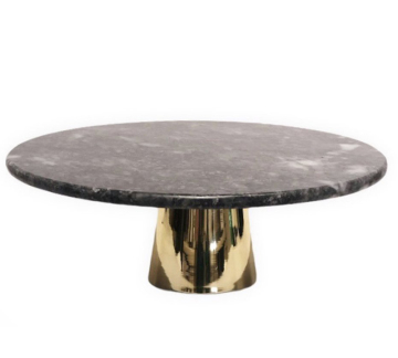 Modern Luxury Round Black White Marble Serving Tray with Stand