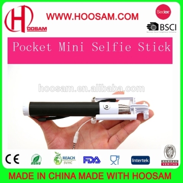 Black selfie stick, supper mini pocket wired monopod selfie stick