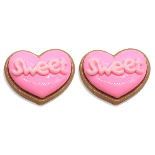 Colorful Sweet Heart Biscuits Resin Decoration Craft Falt back Cabochon Scrapbooking Hair bow Center Embellishments DIY