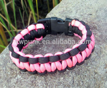 DJ146 wholesale paracord pink and black paracord bracelets for sale survival bracelet for emergency with skull charms