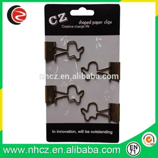 High Quality Stationery customize bronze color rabbit shape binder clips