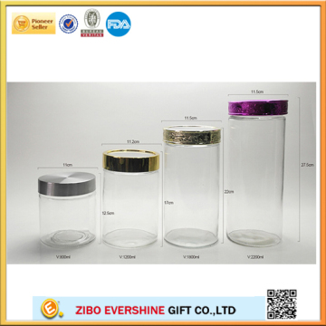 huge glass storage jars with color lid food veggie container