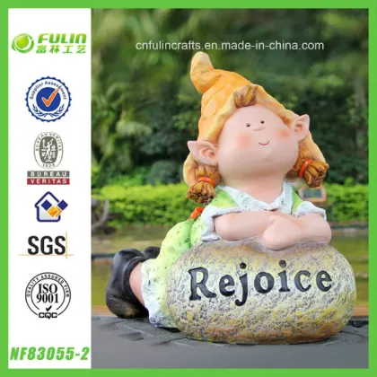 Peaceful Girl Figurine with Stone Printed Rejoice (NF83055-2)