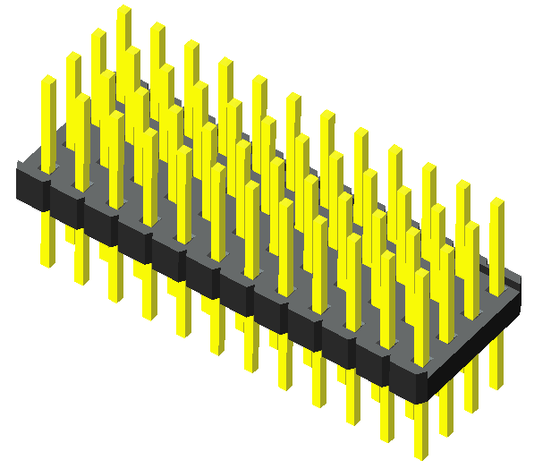 2,0 mm (0,079 &#39;&#39;) Cabeçalho de pino de quatro linhas Dip reto