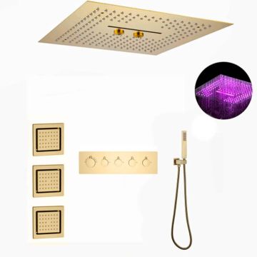 16 Inch Wall Mounted Thermostatic Shower Combo Set with LED Rain Shower Head