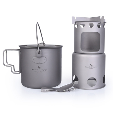 Boundless Voyage Titanium Portable Camping Cooking Set for Picnic Backpack