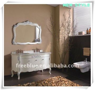 antique double sink wood bathroom cabinet with double layer natural marble