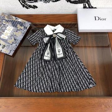 Fashion girl summer new style dress with bow brooch baby girl dress