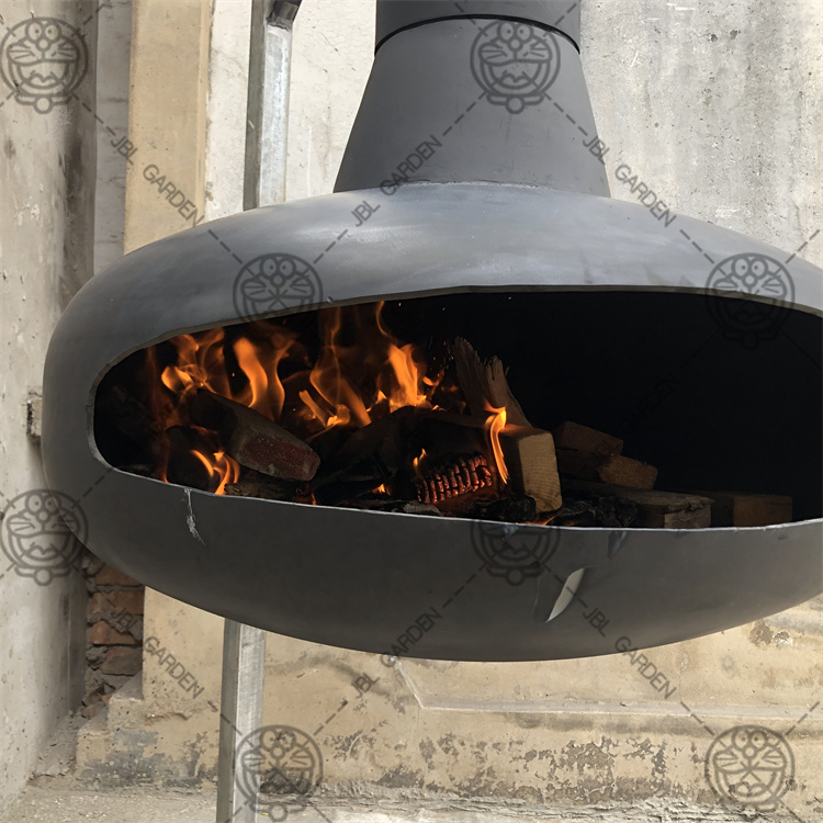 Wooden Indoor Hotel Suspended Fireplace