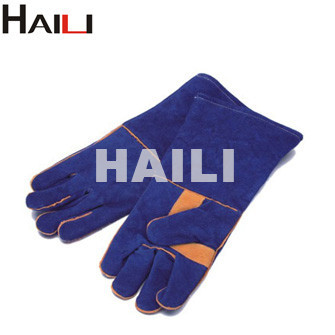 cow split Leather Double Palm Welding Gloves HL4001