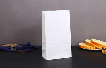 Customized Square Flat Bottom White Kraft Paper Bag
