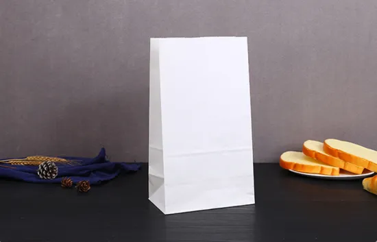 Customized Square Flat Bottom White Kraft Paper Bag