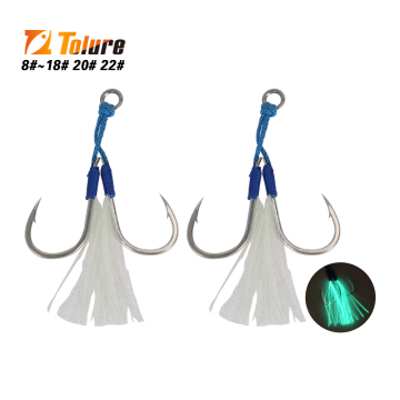 High Carbon Steel Bright Wire Tolure Double Hook Set with Barbed Fishing Hooks