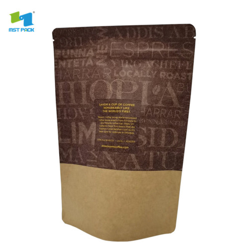 Bolsa de café con cremallera de papel de aluminio de 16 oz con válvula